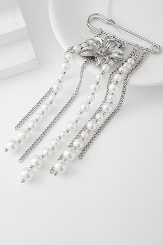 Floral Pendant Chain Brooch