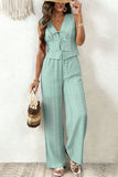 Lace-Up Sleeveless Wide-Leg Set