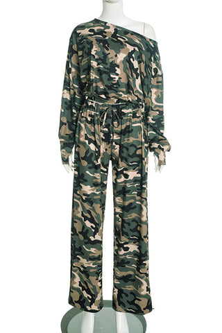 One-Shoulder Crop Top and Drawstring Pants Set