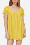Square-Neck Ruffle Hem Blouse