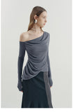 Asymmetrical Draped Crossover Knit Top