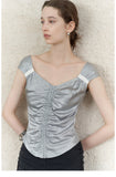 Ruched Satin Bustier Top