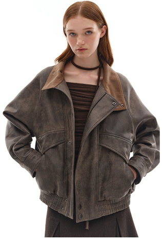 Two-Tone Vintage Leather Jacket