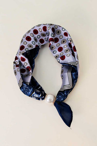 Paisley Print Pearl Buckle Neck Scarf