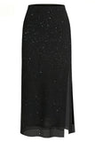 High-Waist Side-Slit Midi Skirt