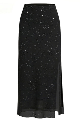 High-Waist Side-Slit Midi Skirt