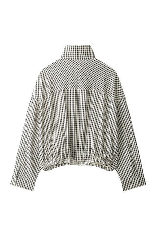 Plaid High Collar Cropped Jacket