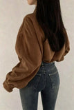 Ribbed Button-Front Collared Jacket