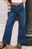 Stitched Waist Loose Cuffed Jeans