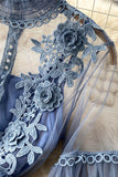 Floral Lace Mock Neck Puff Sleeve Dress