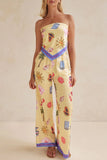 Strapless Printed Pants Set
