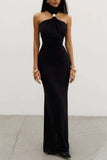 Sleeveless High-Neck Evening Gown