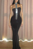 Strapless Maxi Dress with Statement Detail