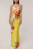 Floral Print Spaghetti Strap Vacation Dress
