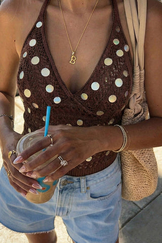 Crochet Halter Tank with Statement Accents