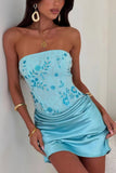 Strapless Floral Embellished Mini Dress