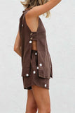 Button-Front Polka Dot Short Set