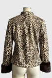 Spotted Faux Fur Cuff Long Sleeve Coat