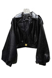 Crocodile Texture Crop Blazer