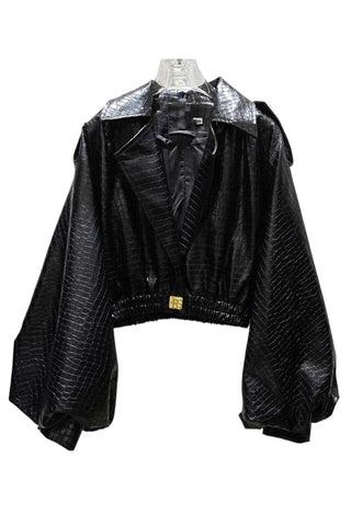 Crocodile Texture Crop Blazer