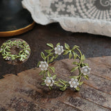 Floral Pearl Enamel Brooch