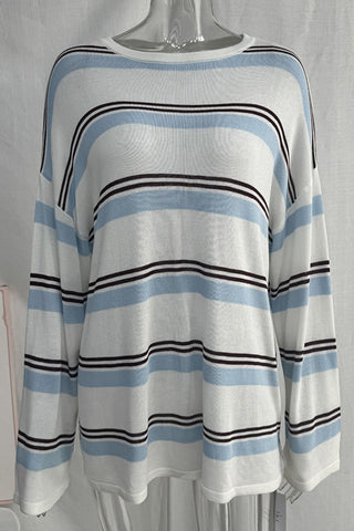Striped Crew Neck Long Sleeve Top
