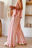 Striped Sleeveless Top and Ruffle Hem Pants Set