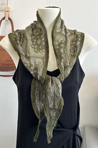 Sheer Paisley Print Skinny Scarf