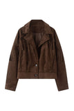 Fringe Lapel Button-Front Jacket
