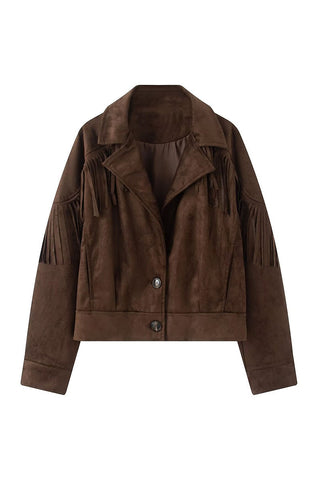 Fringe Lapel Button-Front Jacket