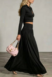 Zip-Front Crop Top and Maxi Skirt Set