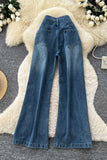 Patterned High-Waist Wide-Leg Straight Jeans