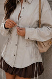 Lace-Up Side Button-Front Long Sleeve Shirt