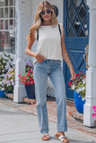 Ruffle Trim Contrast Stripe Tank Top