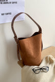 Suede Long-Strap Bucket Tote Bag