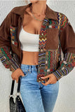 Geometric Patchwork Corduroy Shacket