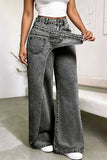 Asymmetric Waist Wide-Leg Baggy Jeans
