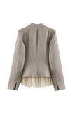 Collarless Button-Front Lace Trim Jacket