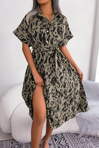 Belted Shirt Dress with Flowing Silhouette
