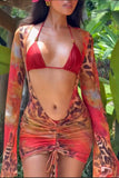 Ruched Bikini Set with Cover-Up