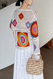 Crochet Patchwork V-Neck Sweater
