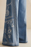 Embroidered Floral Wide Leg Jeans