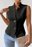 Button-Front Textured Tank