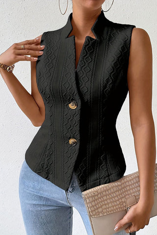 Button-Front Textured Tank