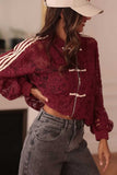 Floral Lace Toggle Front Bomber Jacket