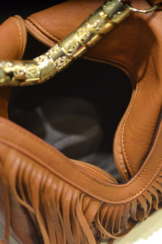 Fringed Crossbody Bag with Metal Studs
