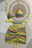 Striped Ruched Mini Skirt Set
