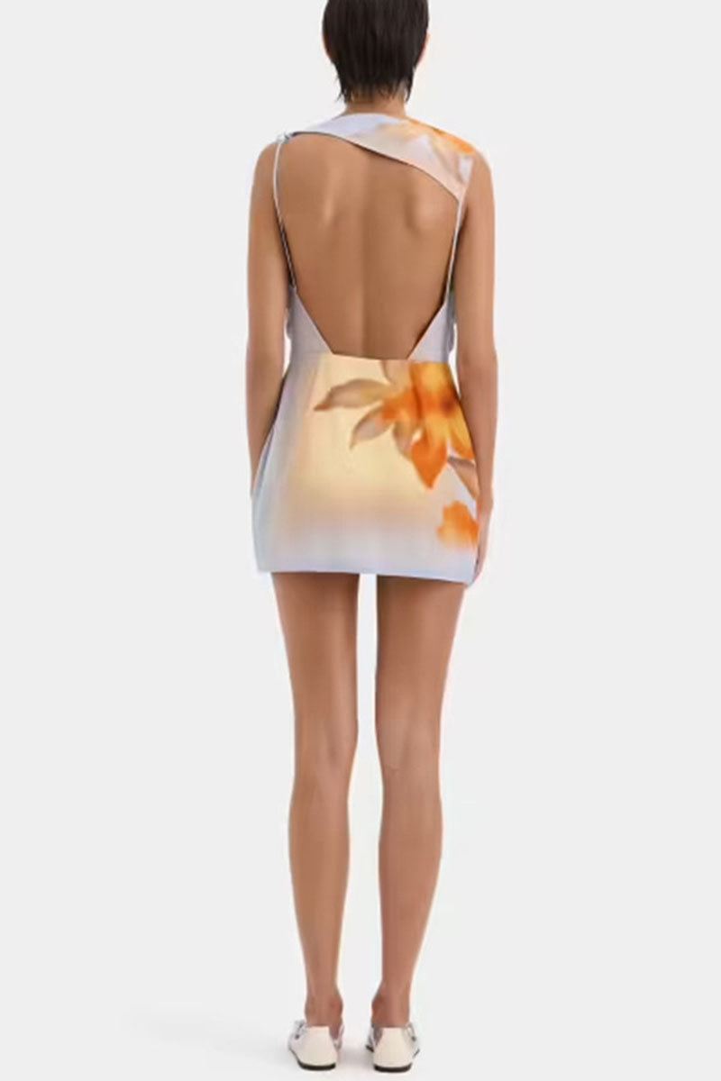 Cutout Backless Tie-Waist Mini Dress