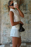 Lace Button-Front Tank Top