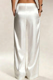 Satin High-Waist Wide-Leg Casual Pants